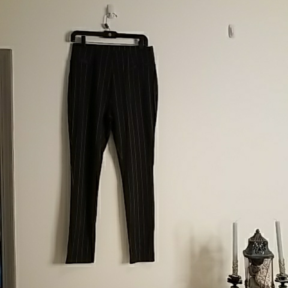 Elegant Black Pinstripe Stretch Dress Pants